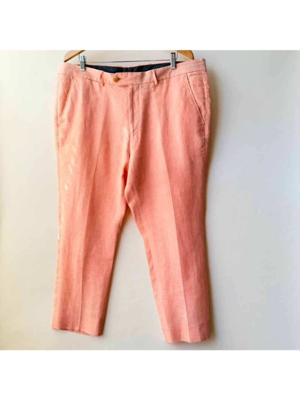 Todd Snyder Mens Linen Dress Pants 38x27Salmon Flat Front Tapered K69